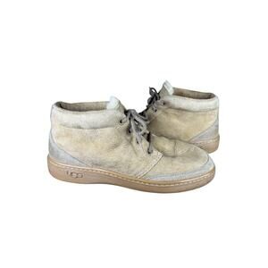 UGG Australia Beige Suede Lace Up Shearling Lined Ankle Boots Size 9 Women